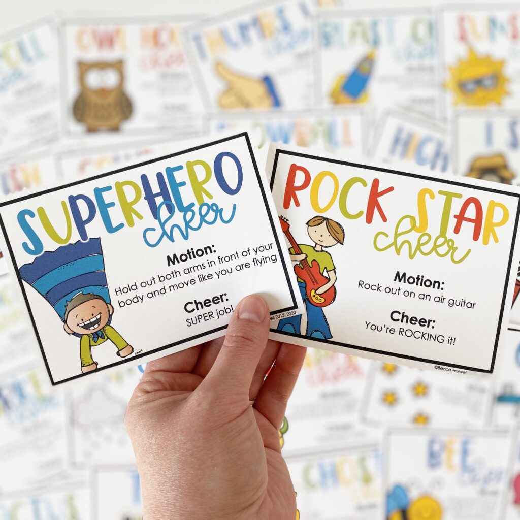 classroom brain breaks- classroom cheer cards 